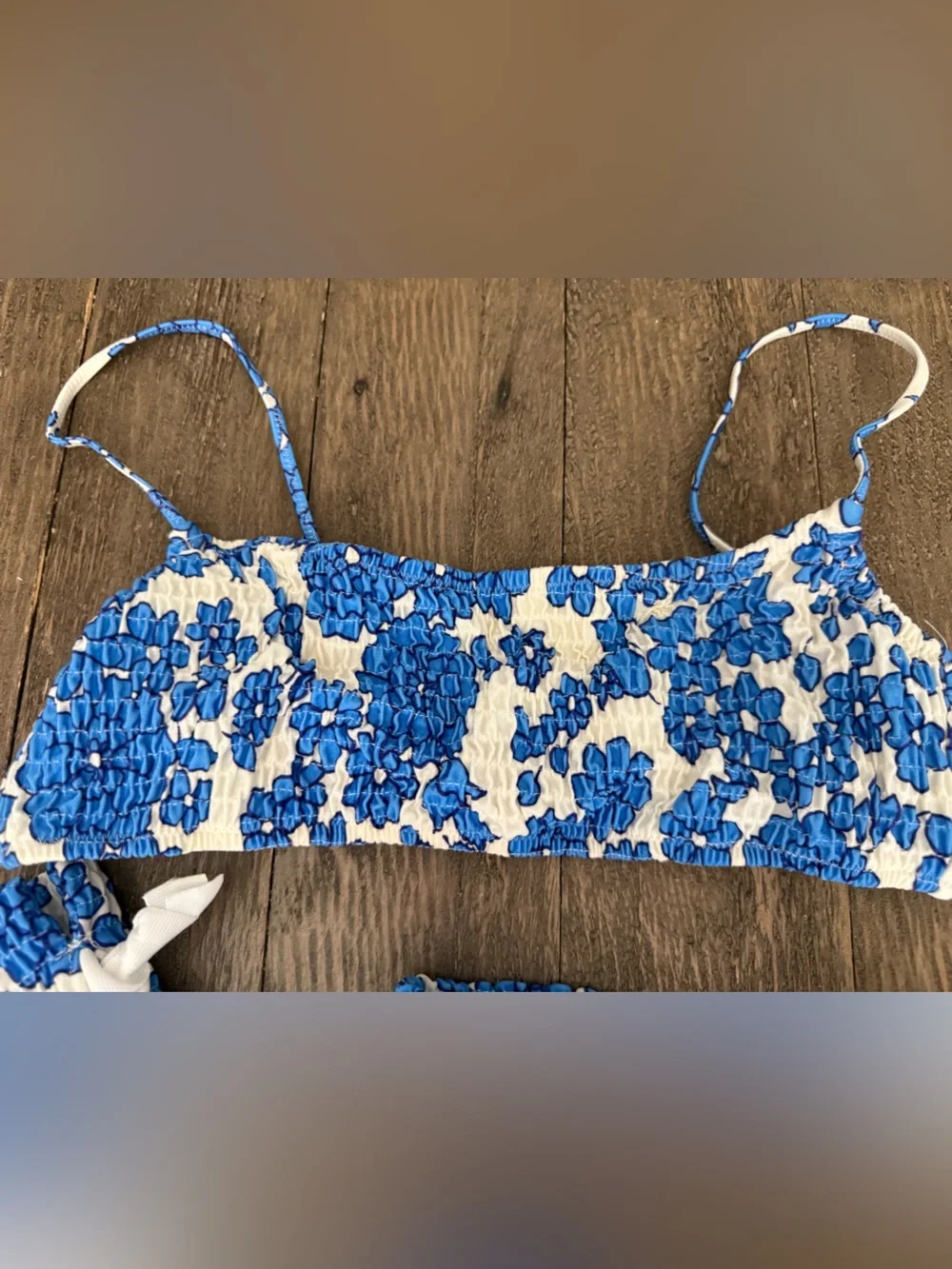triangl swimwear Blue and White Floral Bikini